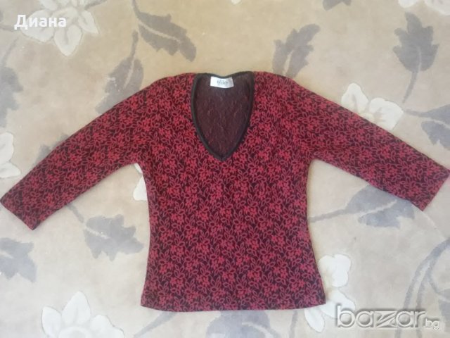 Червена дамска блуза с 3/4 ръкав, снимка 1 - Блузи с дълъг ръкав и пуловери - 18999572