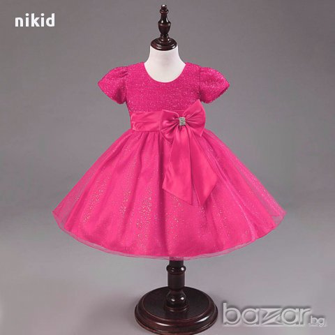приказна официална розова рокля с пандела , снимка 1 - Детски рокли и поли - 15029077