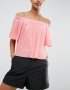 Розова къса блуза плисе голи рамене размер С от Англия, снимка 1 - Корсети, бюстиета, топове - 24765913