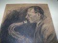 Стара графика "Мъжът със саксофона", снимка 4