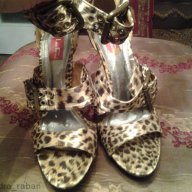 леопардови сандали номер 39 с висок ток, снимка 1 - Сандали - 7341668