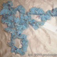 Ново синъо ръчно плетено бутиково шалче, снимка 2 - Шапки - 19449449