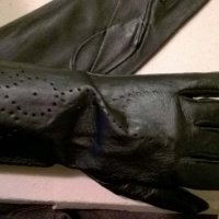 черни дамски ръкавици естествена кожа, снимка 1 - Шапки - 20355462