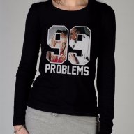 ХИТ!!! Дамски топ PROBLEMS 99 с 2 PAC дизайн! Поръчай модел с твоя снимка!, снимка 2 - Блузи с дълъг ръкав и пуловери - 16232753