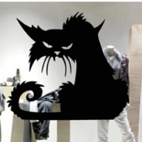 Halloween Хелоуин черна котка самозалепващ стикер лепенка за прозорец стена витрина мебел, снимка 1 - Други - 23366347