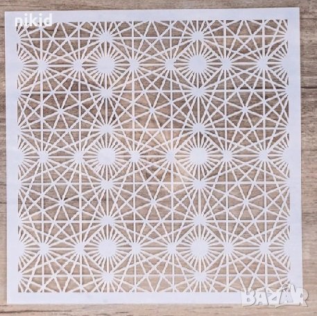 Геометрична мрежа квадратен стенсил шаблон спрей за торта украса кекс декорация с пудра захар и боя, снимка 1