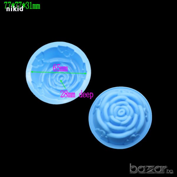 многолистна дълбока роза мъфин силиконов молд калъп форма бонбон шоколад декорация торта глина сапун, снимка 1