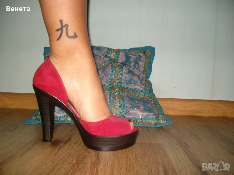 Малинови обувки, естествен велур. Нова цена!, снимка 1