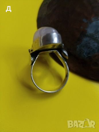 Старинен авторски сребърен пръстен с розов кварц , снимка 3 - Пръстени - 22837078