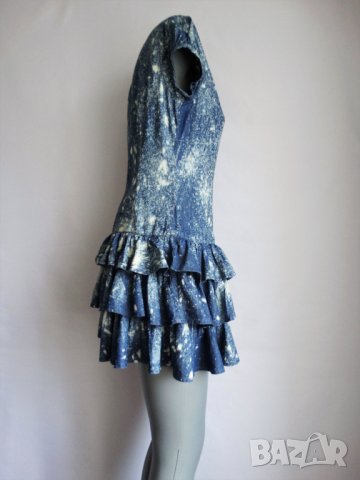 Adidas Neo Дамска Дънкова Рокля на Фабрични Пръски Size S, снимка 11 - Рокли - 24300226