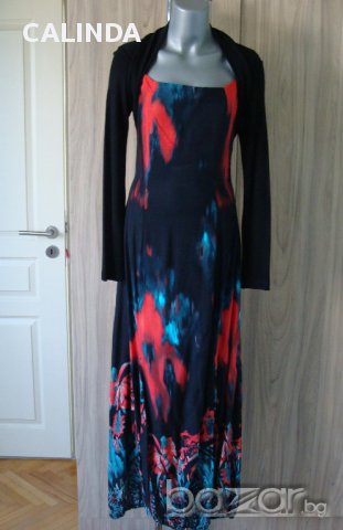 Дълга рокля червено,черно и синьо, снимка 3 - Рокли - 12037949