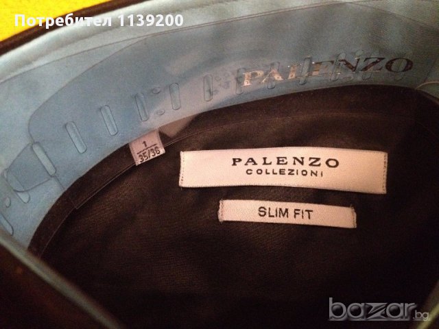 Нова риза Palenzo slim fit S - луксозна черна лъскава тюркоаз, снимка 8 - Ризи - 18030766
