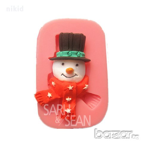 малък снежен човек с шал форма силиконова украса торта фондан шоколад и др.