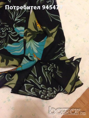 Черна риза със синьо - зелени цветя, снимка 6 - Ризи - 13487575