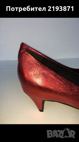Кожени с ефект блясък червени обувки Jeffrey Campbell номер 39, снимка 12 - Дамски обувки на ток - 24329233