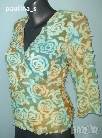 Дизайнерска еластична блуза с декорации "SNO SKINS" design brand / унисайз , снимка 2 - Корсети, бюстиета, топове - 25670585