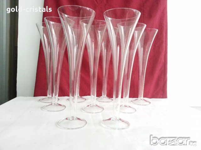 Високи стъклени кристални чаши  , снимка 1 - Антикварни и старинни предмети - 20400780