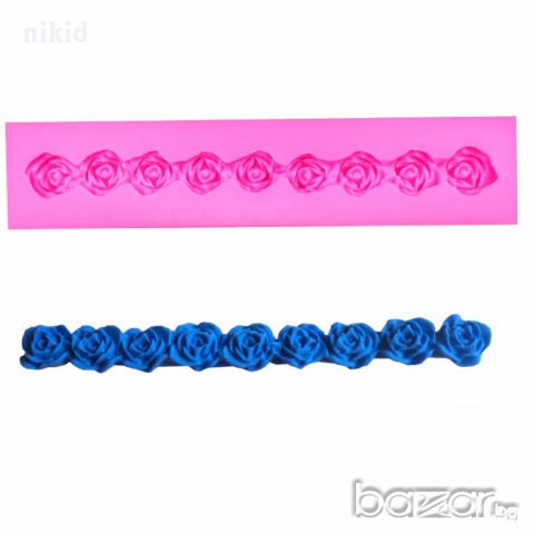 дълга ивица розички силиконов молд форма борд кант декорация украса фондан торта мъфини и др, снимка 2 - Форми - 17807621