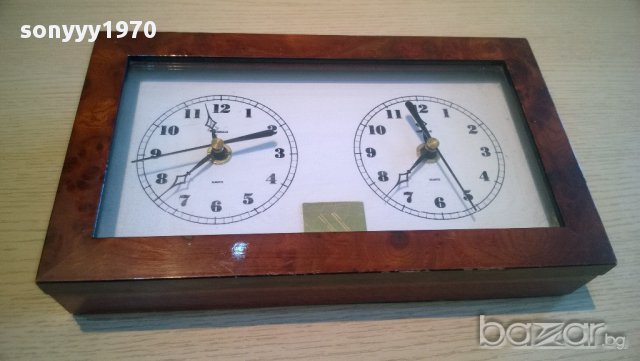 herraiz-quartz-двоен дървен часовник-25/15/7см-внос швеицария, снимка 11 - Други ценни предмети - 10409911