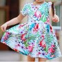 Детска лятна рокля с фламинго и трипочески мотиви , снимка 1 - Детски рокли и поли - 25766821