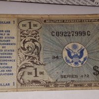 USA $ 1 Dollar Military Payment Certificates serial 472, снимка 1 - Нумизматика и бонистика - 20226846