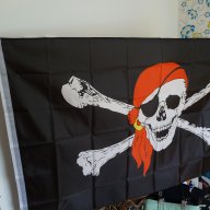Пиратско знаме флаг шапка кораб корсар череп червена кърпа, снимка 2 - Други ценни предмети - 18278162