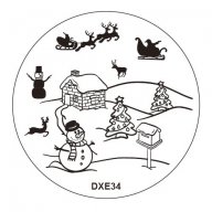 кръгъл Шаблон Коледен Новогодишен за щампа печати за нокти плочка DXE34, снимка 1 - Продукти за маникюр - 16661200