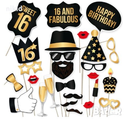 16 години Рожден ден 35 бр забавни клечки за фото Props пропс аксесоари за снимки, снимка 1