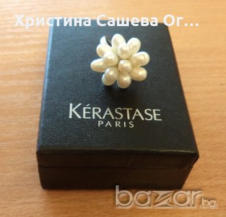 Нежен пръстен от естествено култивирани перли, снимка 1