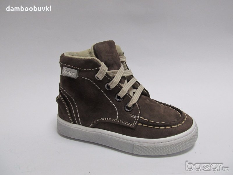 Детски боти от естествена кожа TODOR кафяво 20/25, снимка 1