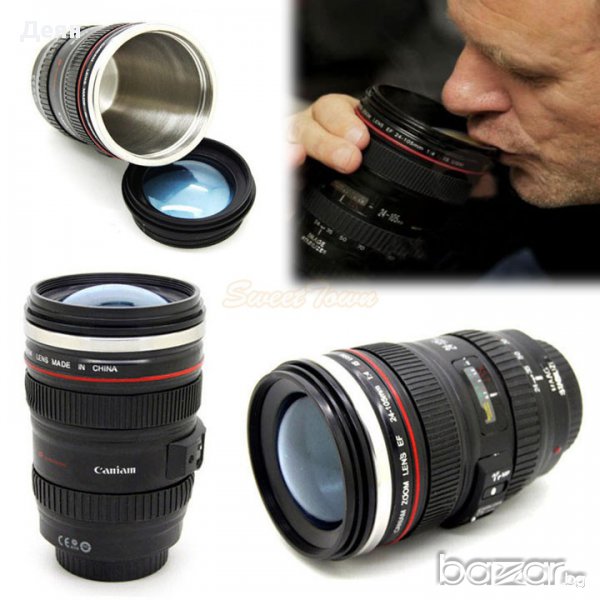 1035 Термо чаша обектив с прозрачен капак, снимка 1