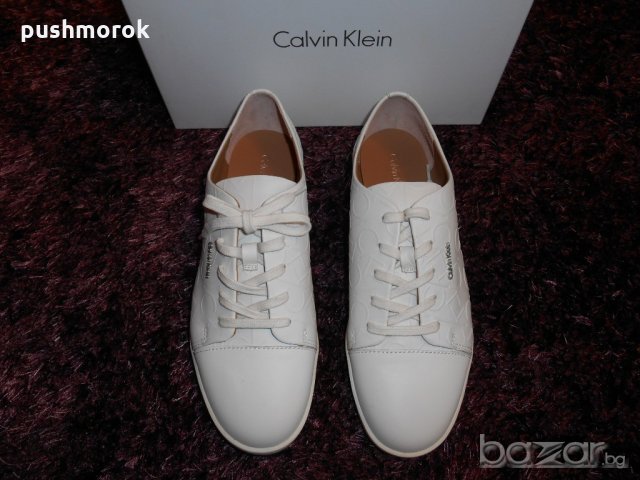 Calvin Klein Women's Imilia Nappa Leather Low-Top Sneakers, White , снимка 4 - Дамски ежедневни обувки - 19446914