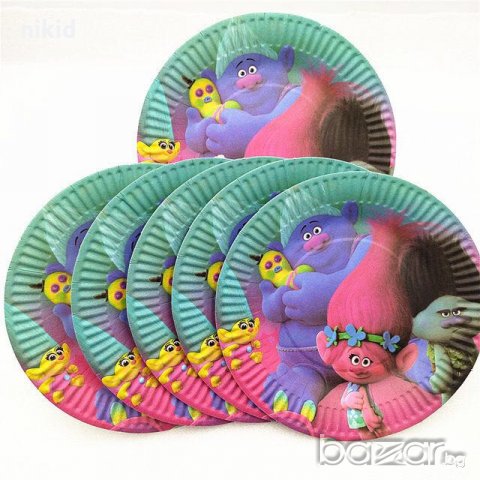 Trolls / Тролчета Тролчетата 10 бр парти чинии чиний