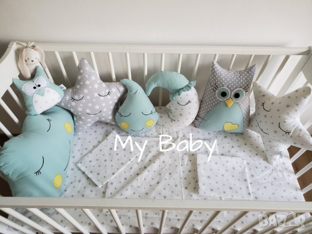 Бебешки възглавнички и чаршафи за бебешка кошарка, снимка 1 - Спално бельо и завивки - 25757325