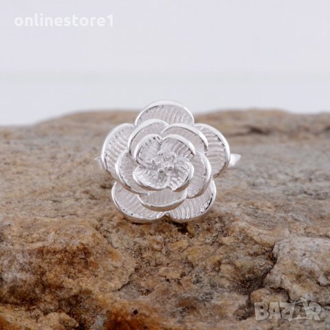 Сребърни обеци роза - 925 сребро BF107, снимка 5 - Обеци - 24255817