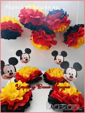 Украса за маса с годинките за детски рожден ден с Мики Маус, снимка 2 - Други - 17381626