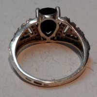 Стар сребърен руски СССР пръстен с оникс цирконий и злато, снимка 11 - Пръстени - 22794732