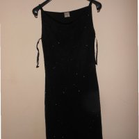 Дълга черна рокля с цепка и лъскави елементи , снимка 5 - Рокли - 21207076