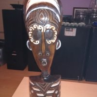 африканска маска-60х20х8см-масивна-дървена-от швеицария, снимка 1 - Антикварни и старинни предмети - 20932954
