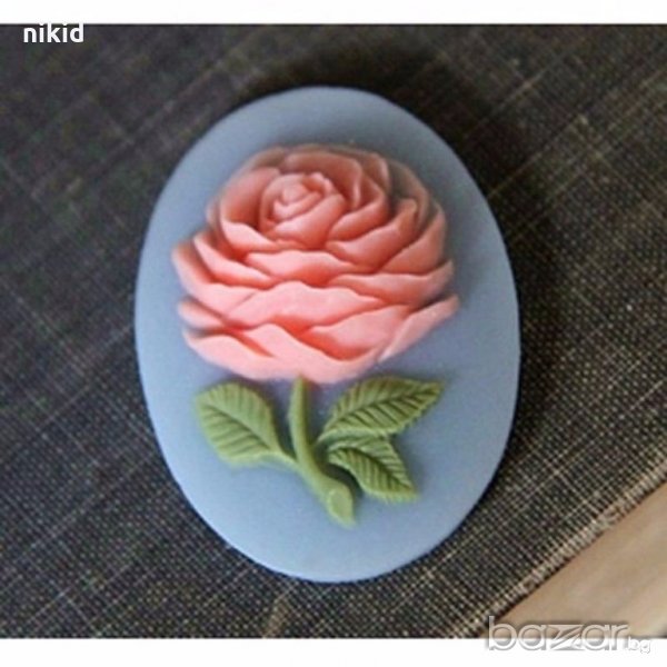 едър Божур овал силиконов молд форма декорация торта фондан шоколад и др., снимка 1