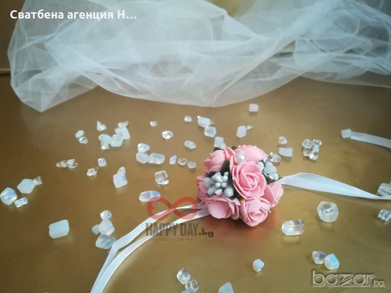 Сватбена бутониера за ръка гривна Селин, снимка 1