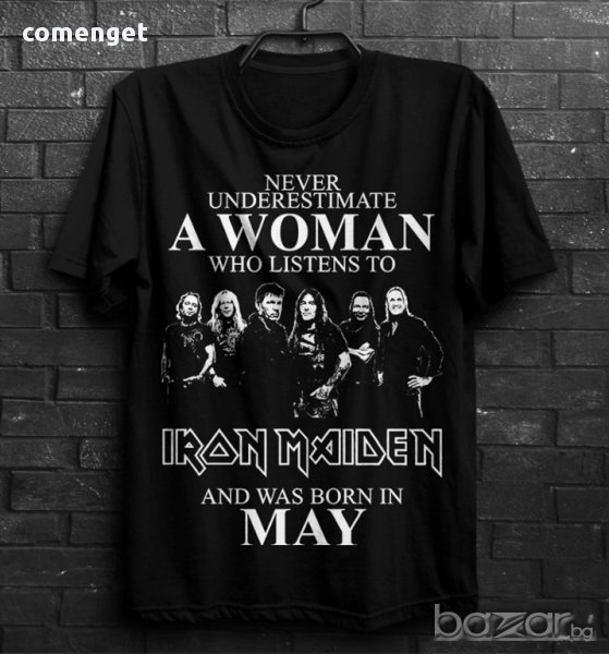 NEW! Дамски ROCK METAL тениски BORN IN с месец по ТВОЙ ИЗБОР и IRON MAIDEN принт!, снимка 1
