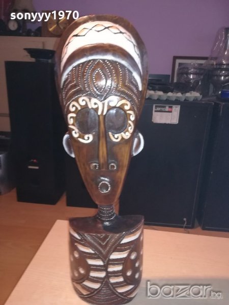 африканска маска-60х20х8см-масивна-дървена-от швеицария, снимка 1