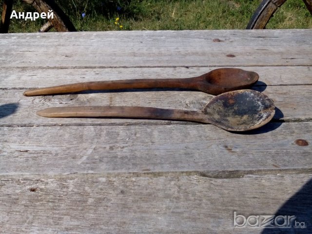 Старинна дървена лъжица, снимка 3 - Антикварни и старинни предмети - 17759339