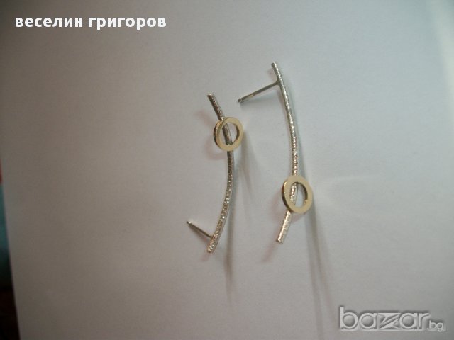 сребърни обеци със злато, снимка 2 - Обеци - 16308294