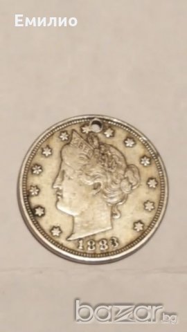 USA 5 Cents Nickel 1883 w/cents