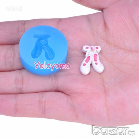 мини Балетни цвички обувки балеринки силиконов молд форма декорация украса фондан торта