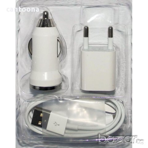 Комплект за iPhone, Lightning кабел и зарядни 12 и 220 V, снимка 2 - Оригинални батерии - 13446488