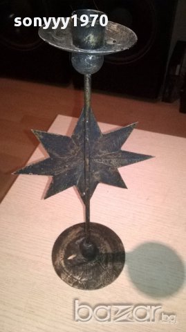Свещник звезда-40/20см метален-внос швеицария, снимка 6 - Антикварни и старинни предмети - 13696033