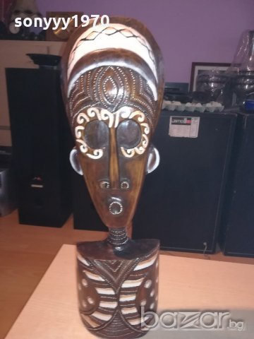 африканска маска-60х20х8см-масивна-дървена-от швеицария, снимка 1 - Антикварни и старинни предмети - 20932954